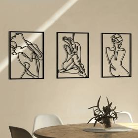 CIFbuy 3 Piece Abstract Line Art Wall Sculpture Set Modern Minimalist Decor for Living Room Bedroom Office (TikTok, temu pick-up service)