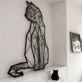 CIFbuy Vintage Style 3D Geometric Cat Wall Art Handcrafted Metal Sculpture Home Office Decor(TikTok, temu pick-up service)