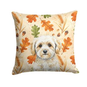 Maltipoo Heirloom Fall Throw Pillow Decorative Indoor Outdoor Accent Cushion for Couch, Bed or Patio, 14Hx14W